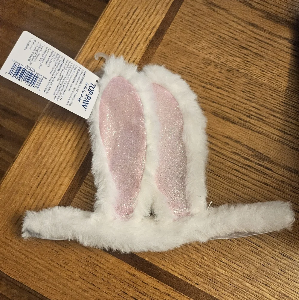 NWT Top Paw Pink & White Bunny Ears Headband Dog Accessory Size L/XL Adjustable